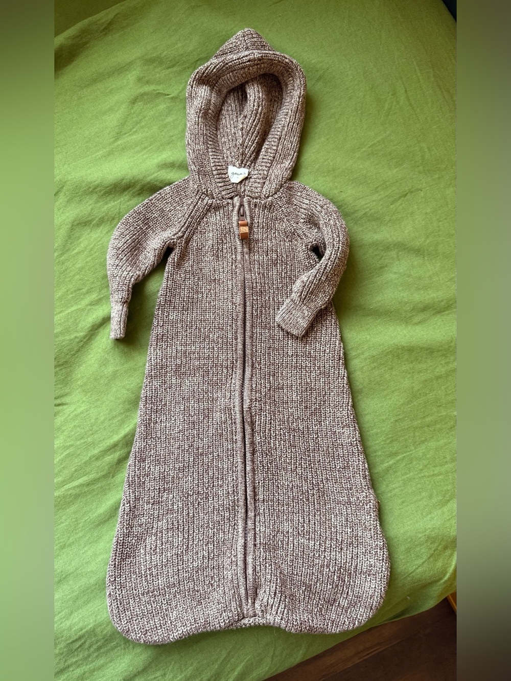 Goumi Brown Knit Hooded Baby Sack